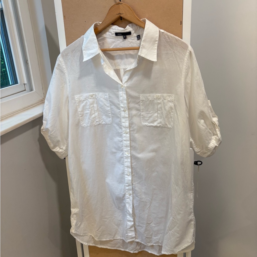 Vince White 100% Cotton Button-Up Shirt Women’s Size 12
